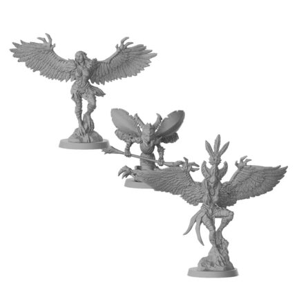 Massive Darkness 2: Enemy Box – Feyfolk Najlepši oblici mogu skrivati najmračnije duše! Feyfolk su nekada bili bića Svetlosti, saveznici Lightbringers-a, ali nakon što je ludi jednorog Chromatis prešao na stranu Senke, mnogi su sledili njegov put. Nije poznato kada su prve Harpies počele da služe Tami, ali danas deluju kao verne stražarke koje patroliraju svim uglovima Paklenog Carstva. Ova Enemy Box ekspanzija donosi 2 nova tipa Mob-ova (Dark Pixies i Harpies), kao i novog Roaming Monster-a (Queen Caenedra), zajedno sa njihovim karticama za Massive Darkness 2. U kutiji se nalazi i 12 novih Mob Item kartica koje mogu koristiti svi tipovi Mob-ova, čineći ih još nepredvidivijima.