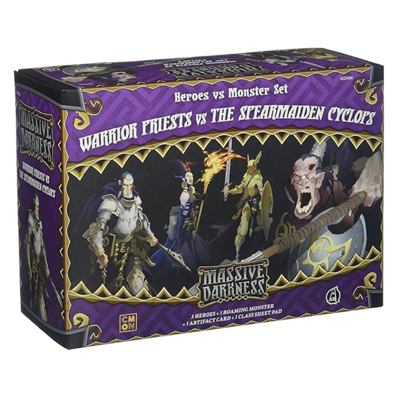 Massive Darkness Heroes & Monster Set – Warrior Priests vs The Spearmaiden Cyclops