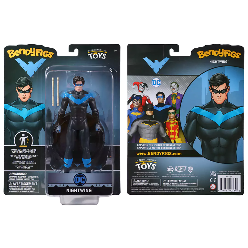 BendyFigs Nightwing – Flexible DC-Comics-Figur, Ca. 17,8 Cm – Inkl. Ständer & Mini-Waffen