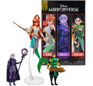 Disney Mirrorverse Action Figures Princess Pack Mulan Belle (Fractured) Arielle (Gold Label) 13 - 18 cm