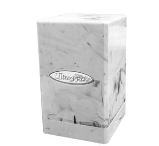 Marble Satin Tower Deck Box - Black White