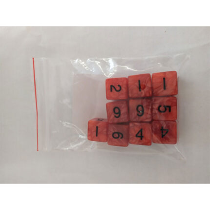 Pearl D6 Red Black Dice (Set of 10)
