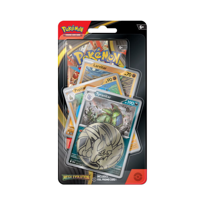 Pokemon-TCG-Mega-Evolution-Booster-Pack,-Coin-&-Tyranitar-Promo-Cards