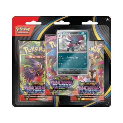 Pokemon TCG ME02 - Phantasmal Flames 3 Booster Packs & Weavile Promo Card